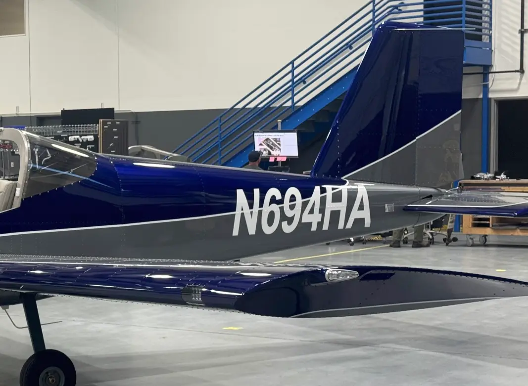 Hawkins Flight Academy zoomed view of the new RV-12iS N694HA.