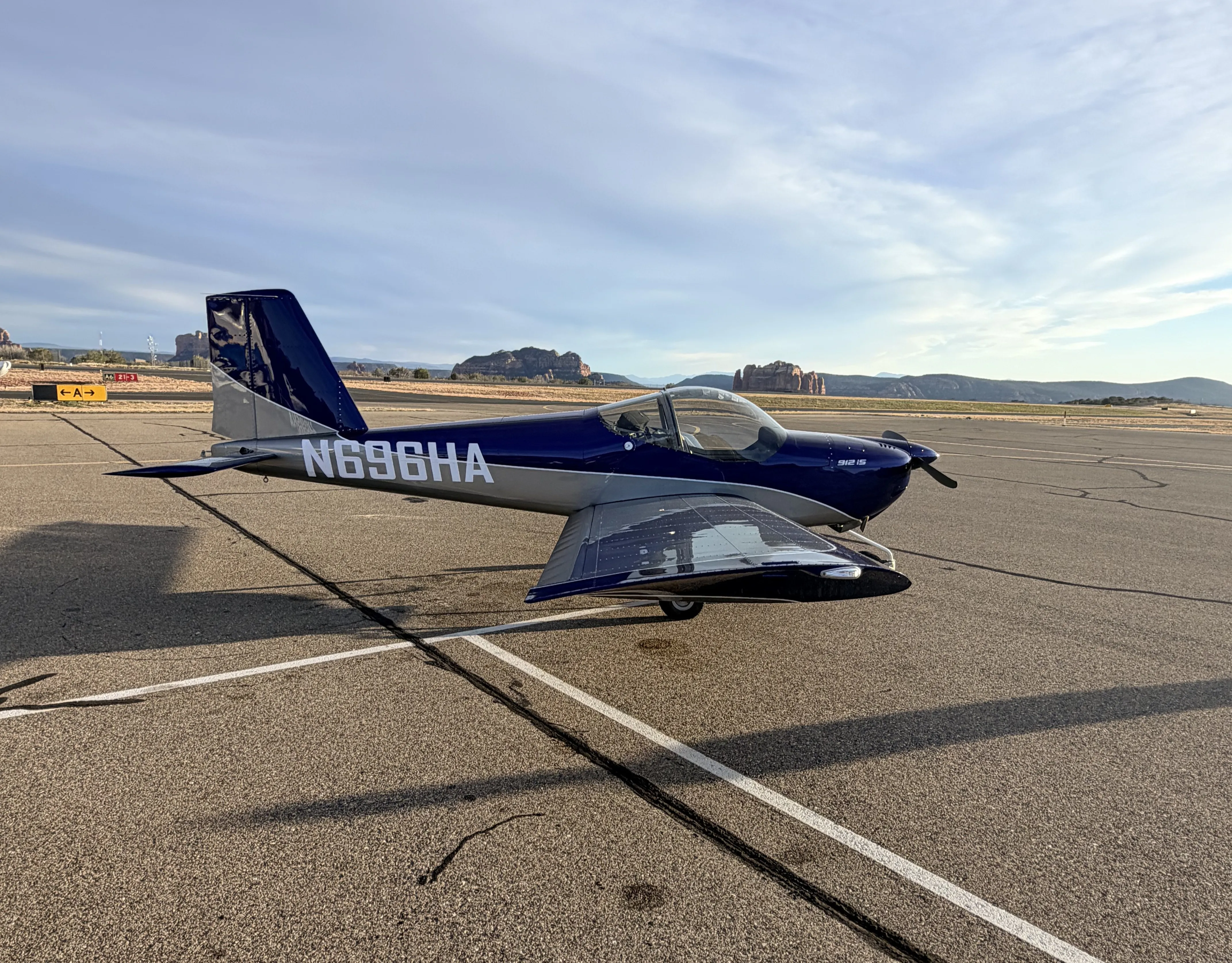Hawkins Flight Academy RV-12iS (N696HA) side view on the ramp.
