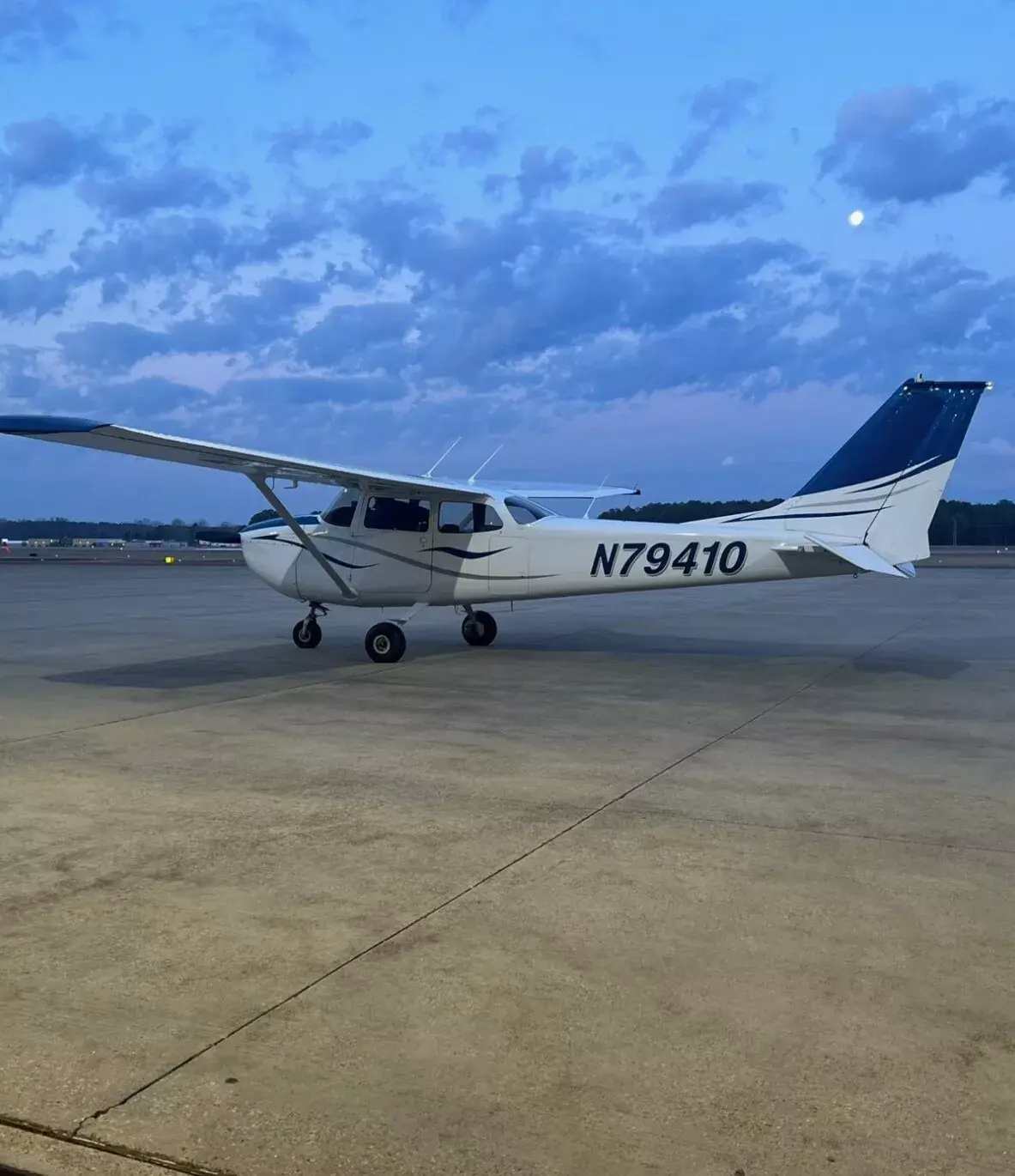 Hawkins Flight Academy N79410 Cessna 172 rear view on the ramp.