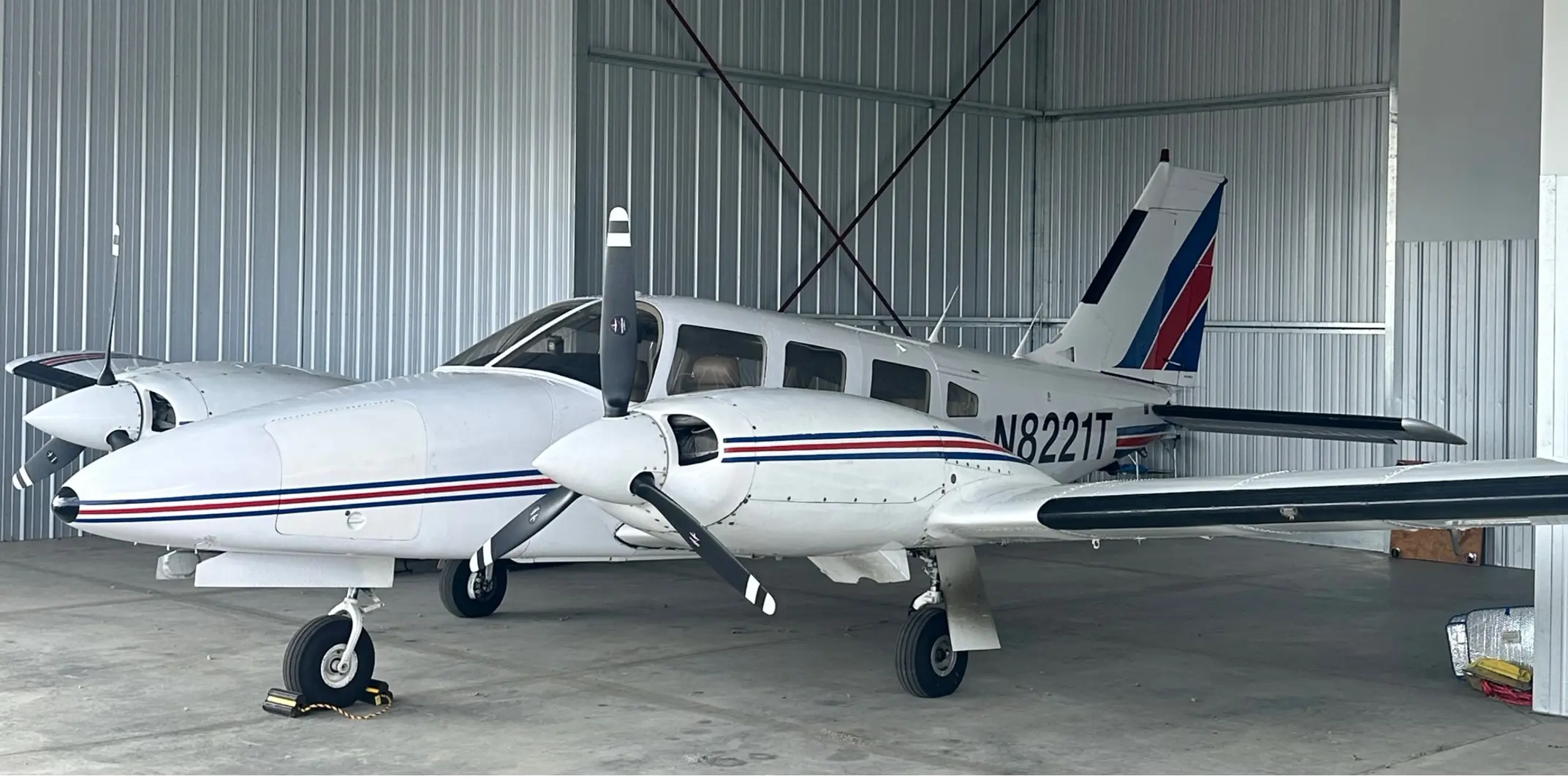 Interior view of twin-engine aircraft cockpit during multi-engine training